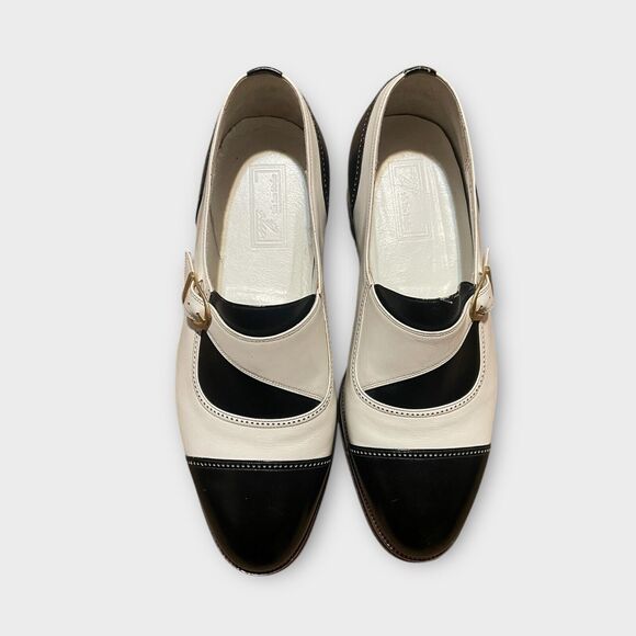 Vintage Sz 9 Custom Two-Tone Asymmetrical Buckle Men’s Dress Shoes 42 Formal - Picture 4 of 12